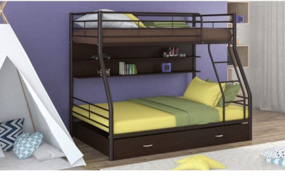 Двухъярусная кровать Гранада-2ПЯ (Дуб Айленд, Черный)