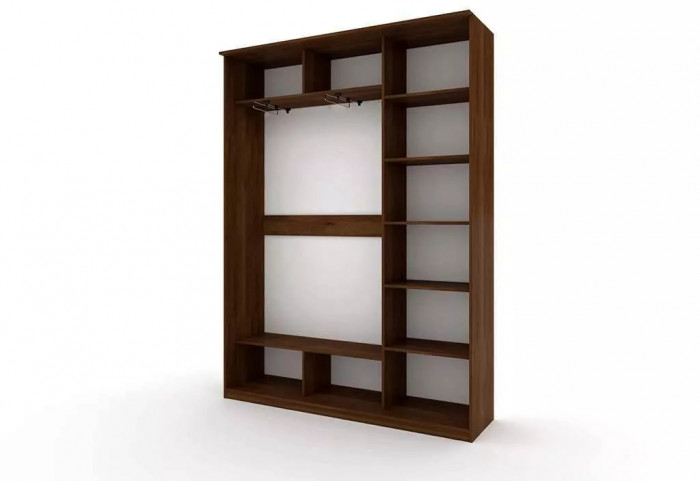 Шкаф купе Модерн 1776х450 3-х дверный 2-х секционный зеркальный с пескоструем №1 венге