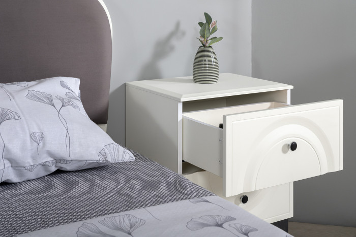 Валенсия Спальня 13.291 Тумба прикроватная, цвет ЛДСП белый шагрень/МДФ белый шагрень, ШхГхВ 49,2х38,4х64 см.