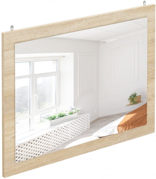 Камелия Зеркало, цвет дуб сонома, ШхГхВ 80х2х60 см., можно вешать за подвесы горизонтально или вертикально