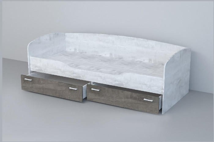 Кровать 0,8 арт.016 (Бетон Светлый/Камень Темный)