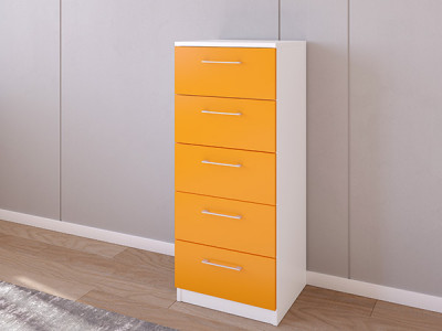 Комод 02/23 45х40х110 Белый/Оранжевый