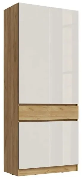 Шкаф 2-х створчатый Артек, Белый глянец/Дуб крафт золотой