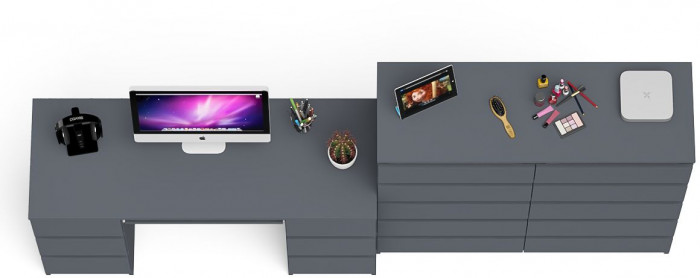 Мори Стол компьютерный МС-2 + Комод МК1200.10, цвет графит, ШхГхВ 255,8х50х115 см., универсальная сборка