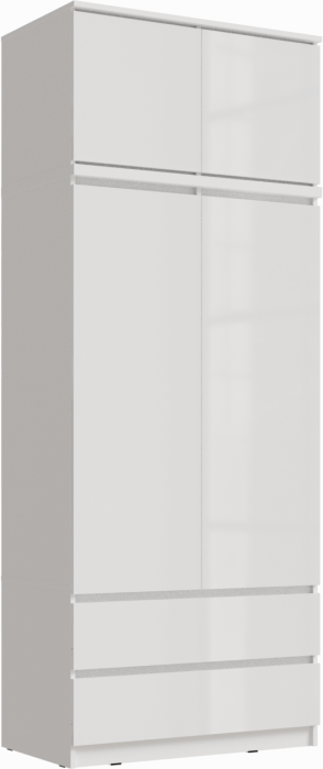 Челси Шкаф 2-х створчатый комбинированный + антресоль к шкафу 900 (Белый глянец, Белый)