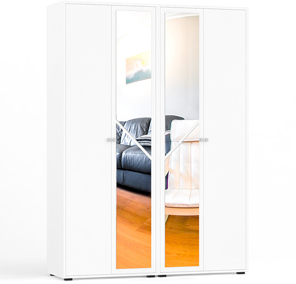 Камелия Шкаф 4-х створчатый, цвет белый, ШхГхВ 160х48х220 см., универсальная сборка, можно использовать как два отдельных шкафа