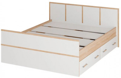 "Сакура" кровать 1,4м LIGHT (1550х860х2034) дуб сонома/белый