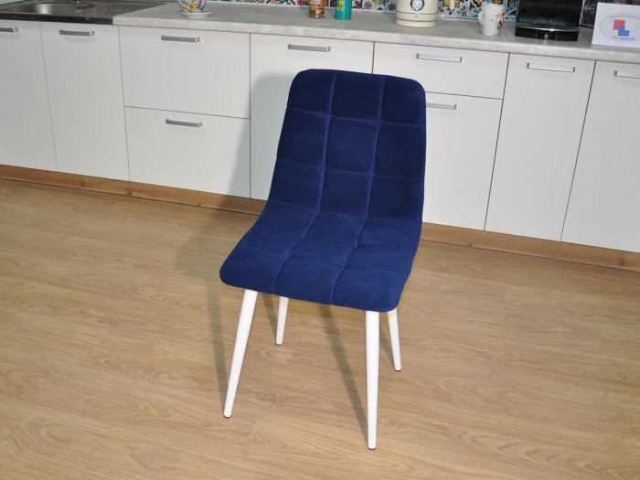 Стул Х / белый / велюр синий