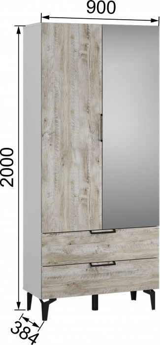 Модульная прихожая Чикаго, набор 2, Дуб юкон/Белый