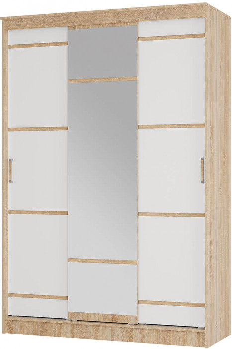 "Сакура" шкаф-купе 1,5м (1500х2216х610) дуб сонома/белый