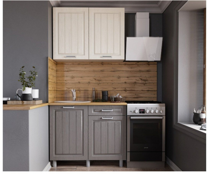 Кухонный гарнитур Луксор 1,0м Клен кремовый/Клен серый