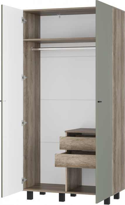 Шкаф 2-х створчатый "Олива" ШК-03 Дуб каньон/MF12 Эвкалипт