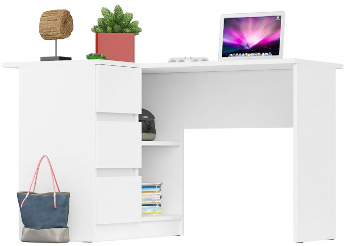 Мори Стол компьютерный МС-16 левый, цвет белый, ШхГхВ 124,4х84,9х76,6 см., выдвижные ящики слева, НЕ универсальная сборка