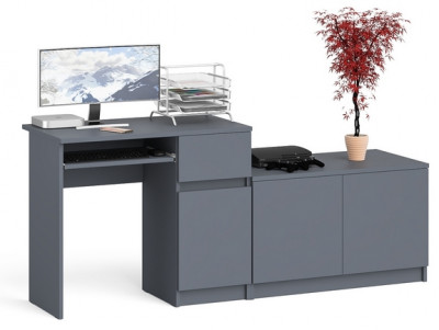 Мори Стол компьютерный МС-1 правый + Тумба МА900.1, цвет графит, ШхГхВ 180,4х50,4х76,6 см., выдвижной ящик справа, НЕ универсальная сборка