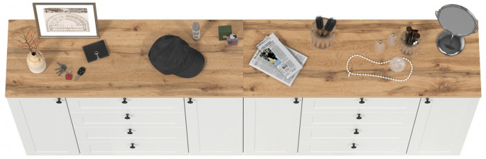 Остин 16.221 Комод + 16.221 Комод, цвет белый шагрень/дуб крафт золотой, ШхГхВ 240х41,9х99,3 см.