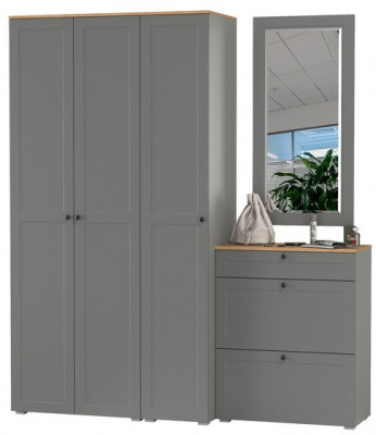 Остин Прихожая 40, цвет серый графит/дуб крафт золотой, ШхГхВ 200х54,3х229,6 см., универсальная сборка