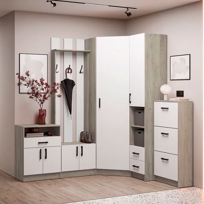 мс для прихожей Вега ШКУ дуб крафт серый/белый