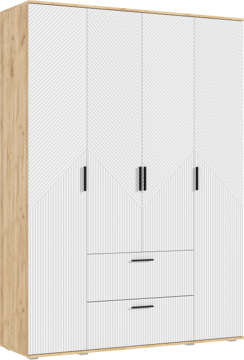 Сильвия Шкаф 4-х створчатый 1600, Браш Вайт/Дуб Крафт