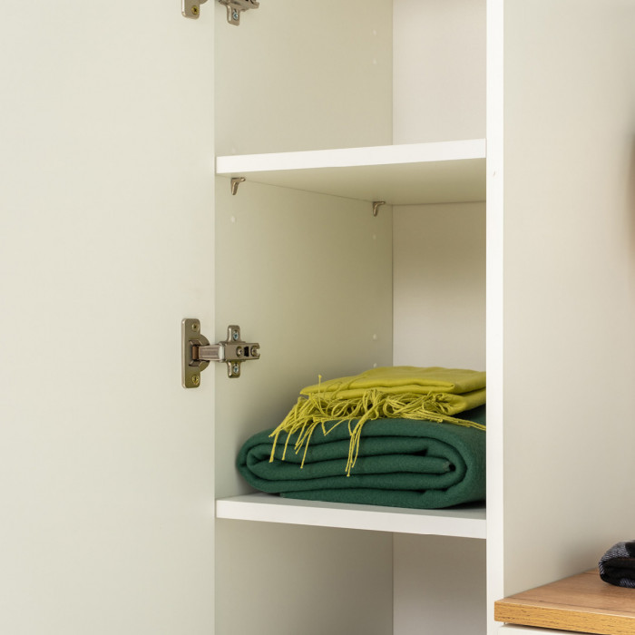 Октава Набор шкафов 02, цвет белый шагрень/дуб крафт золотой/фасады МДФ белый шагрень, ШхГхВ 161х35,3х197,6 см., универсальная сборка