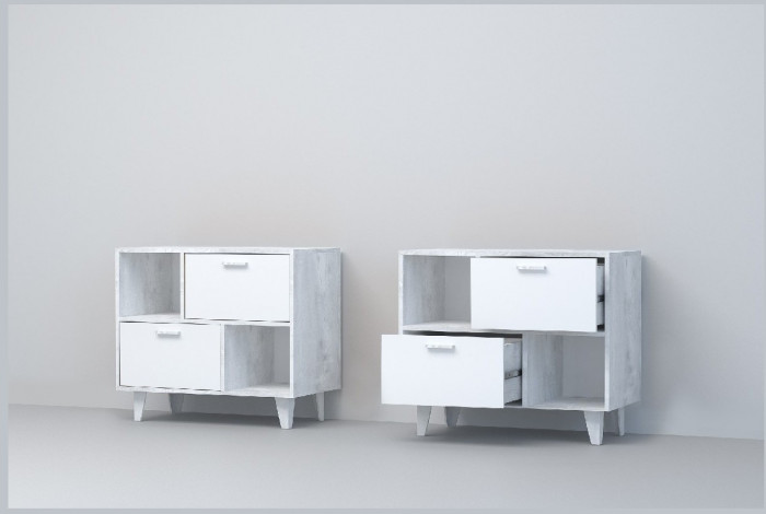 Эго Тумба Т-1 НГ (Глянец Белый/Бетон Светлый)