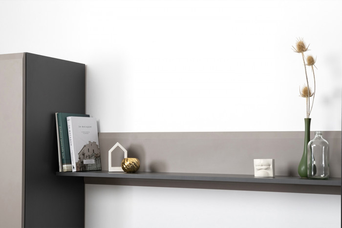 Сидней Комплектация № 100, цвет корпус: антрацит/фасады: МДФ веллюто капучино, ШхГхВ 309,8х41,3х205,2 см., универсальная сборка