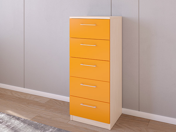 Комод 02/23 45х40х110 Дуб молочный/Оранжевый