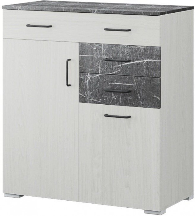 Комод "Теана" -  Анкор светлый/МДФ мрамор дарк