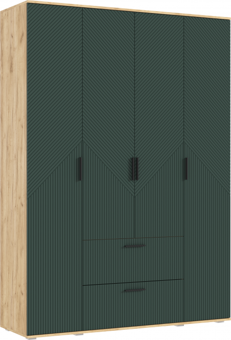 Сильвия Шкаф 4-х створчатый 1600, Браш Мени Грин/Дуб Крафт