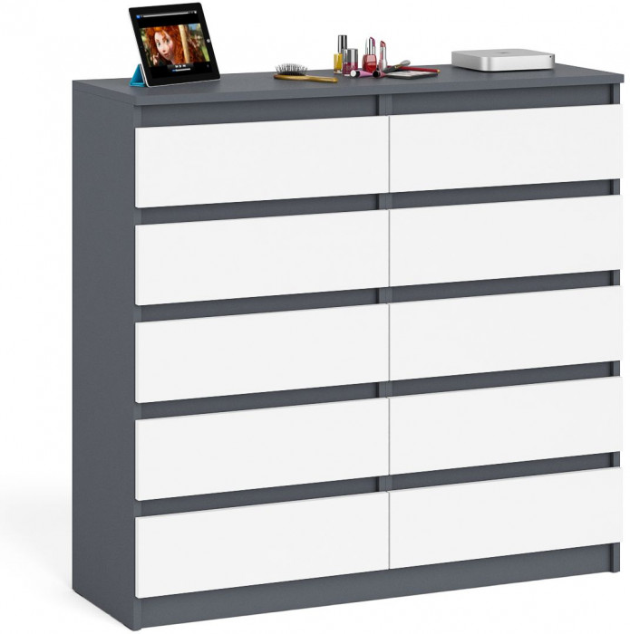Мори Комод МК1200.10, цвет графит/белый, ШхГхВ 120,4х41х115 см.