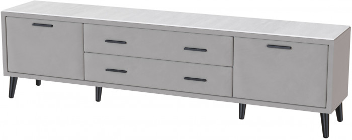 Тумба ТВ интерьерная 2,0 Пай светло-серый/мдф холст белый