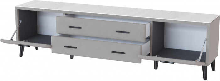 Тумба ТВ интерьерная 2,0 Пай светло-серый/мдф холст белый