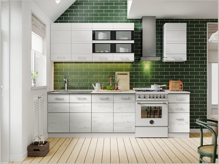 Кухня МДФ 2000 Техно-2 (Астана Эш Уайт, Белый)