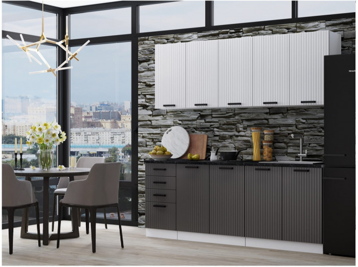 Кухня Вельвет 2000 (Белый софтач / Графит, Белый)