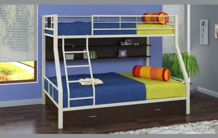 Двухъярусная кровать Гранада-1ПЯ, серый / Венге (Ясень шимо светлый, Коричневый)