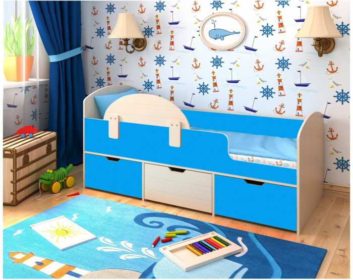 Кровать Малыш Мини (Белое дерево/Лайм)