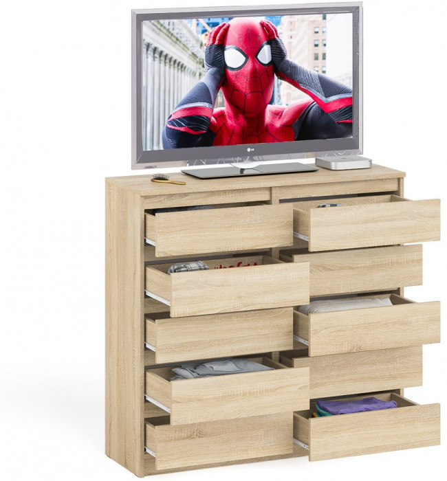 Мори Комод МК1200.10, цвет дуб сонома, ШхГхВ 120,4х41х115 см.