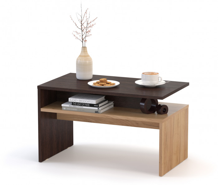 КР100 Лайт Стол журнальный 03.235, цвет венге/дуб крафт золотой, ШхГхВ 70х40х41,7 см.(кр96)