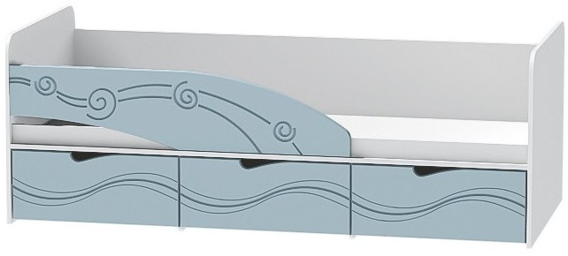 Детская кровать Бриз-3 80х190, волна (Антарктида/Белый/Левый)