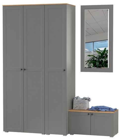 Остин Прихожая 42, цвет серый графит/дуб крафт золотой, ШхГхВ 200х54,3х229,6 см., универсальная сборка