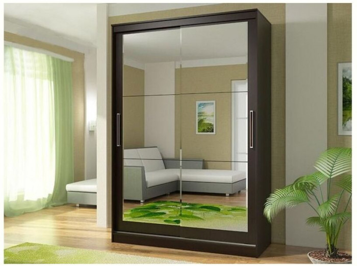 Шкаф-купе Комфорт 12 Прайм с прямыми зеркалами 1500 (Венге)