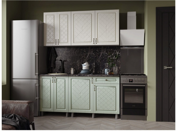 Кухонный гарнитур Версаль 1,6м Айвори/Васаби