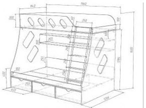 Дельта-20.01 Детская двухъярусная кровать с лестницей (Кремовый, Дуб Сонома)