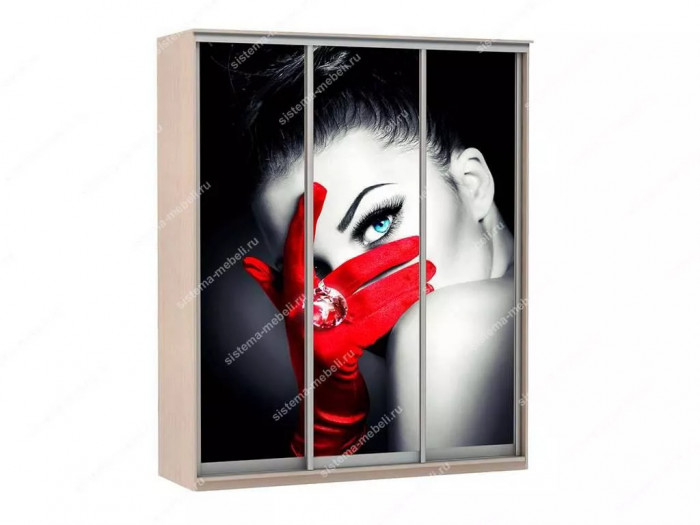 Шкаф купе Модерн 1776х450 3-х дверный 2-х секционный фотопечать №1 ясень