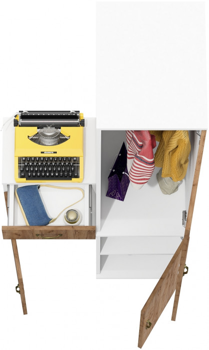 Лидер-8 Пенал МД 23Б + Тумба МД 3.15, цвет белый шагрень/крафт золото, ШхГхВ 80х50х190 см., универсальная сборка