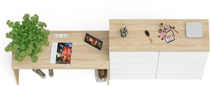 Мори Стол письменный МСП1200.1 + Комод МК1200.10, цвет дуб сонома/белый, ШхГхВ 240,8х50х115 см., универсальная сборка