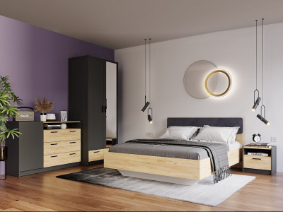 Спальня Оттавия 1 Антрацит/Дуб золотой