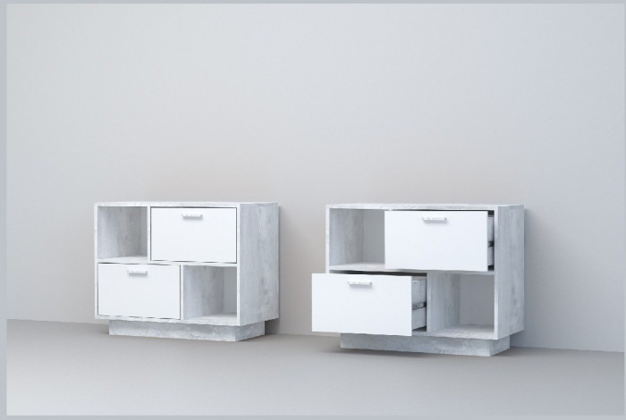 Эго Тумба Т-1 ПД (Глянец Белый/Бетон Светлый)