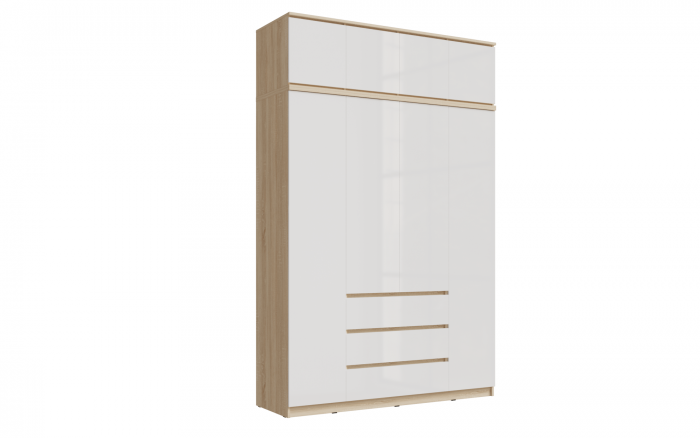 Челси Шкаф 1600 + антресоль 1600 (Белый глянец, Дуб Сонома)