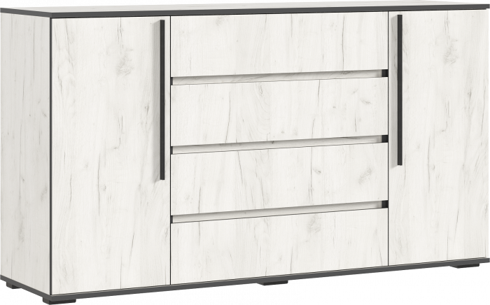 Норд Комод 2 двери 4 ящика (1600), Дуб Крафт Белый