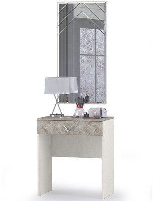 Амели Стол туалетный 12.48 + Зеркало, цвет шёлковый камень/бетон чикаго беж, ШхГхВ 65х41х185 см.